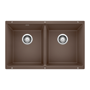 B516323 Precis White/Color Undermount - Double Bowl Kitchen Sink - Cafe Brown