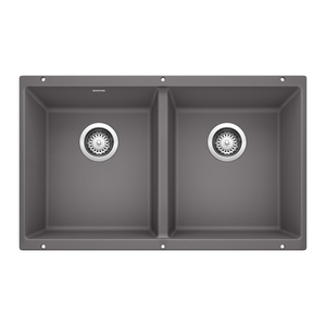 B519050 Precis White/Color Undermount - Double Bowl Kitchen Sink - Cinder B519050 Precis White/Color Undermount - Double Bowl Kitchen Sink - Cinder