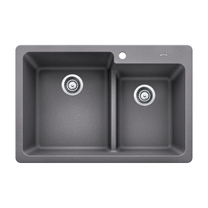 B442094 Grandis White/Color Dual Mount Double Bowl Kitchen Sink - Metallic Gray B442094 Grandis White/Color Dual Mount Double Bowl Kitchen Sink - Metallic Gray