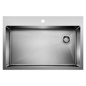 524221 Quatrus Stainless Steel Dual Mount Single Bowl Kitchen Sink - Stainless Steel