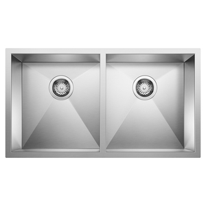 B443053 Quatrus Stainless Steel Undermount - Double Bowl Kitchen Sink - Stainless Steel