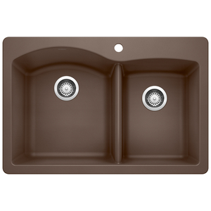 B440213 Diamond White/Color Dual Mount Double Bowl Kitchen Sink - Cafe Brown