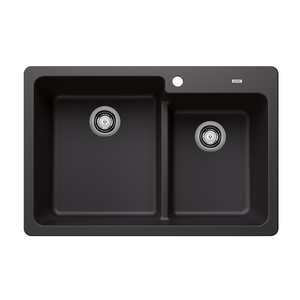 B443376 Grandis White/Color Dual Mount Double Bowl Kitchen Sink - Coal Black B443376 Grandis White/Color Dual Mount Double Bowl Kitchen Sink - Coal Black