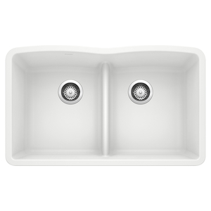 B442074 Diamond White/Color Undermount - Double Bowl Kitchen Sink - White