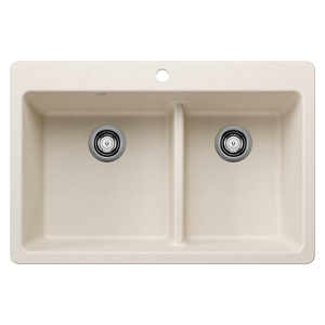 B443217 Liven White/Color Dual Mount Double Bowl Kitchen Sink - Soft White B443217 Liven White/Color Dual Mount Double Bowl Kitchen Sink - Soft White