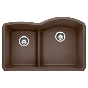 B441609 Diamond White/Color Undermount - Double Bowl Kitchen Sink - Cafe Brown