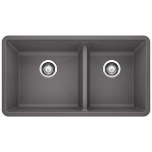 B441479 Precis White/Color Undermount - Double Bowl Kitchen Sink - Cinder B441479 Precis White/Color Undermount - Double Bowl Kitchen Sink - Cinder