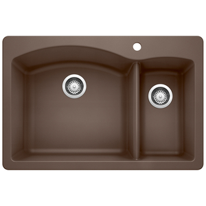 B440197 Diamond White/Color Dual Mount Double Bowl Kitchen Sink - Cafe Brown