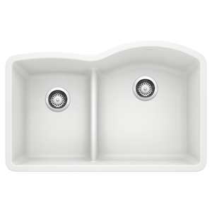 B441603 Diamond White/Color Undermount - Double Bowl Kitchen Sink - White