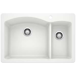 B440200 Diamond White/Color Dual Mount Double Bowl Kitchen Sink - White