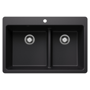 B443210 Liven White/Color Dual Mount Double Bowl Kitchen Sink - Coal Black B443210 Liven White/Color Dual Mount Double Bowl Kitchen Sink - Coal Black