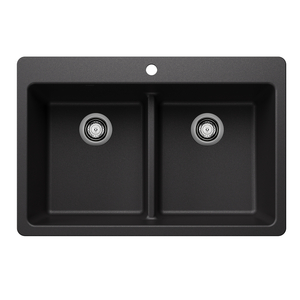 B443203 Liven White/Color Dual Mount Double Bowl Kitchen Sink - Anthracite
