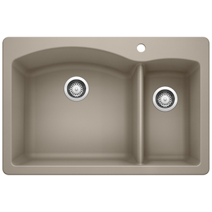 B441282 Diamond White/Color Dual Mount Double Bowl Kitchen Sink - Truffle B441282 Diamond White/Color Dual Mount Double Bowl Kitchen Sink - Truffle