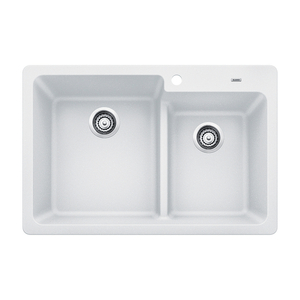 B442092 Grandis White/Color Dual Mount Double Bowl Kitchen Sink - White B442092 Grandis White/Color Dual Mount Double Bowl Kitchen Sink - White
