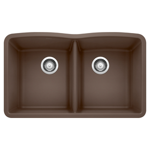 B440182 Diamond White/Color Undermount - Double Bowl Kitchen Sink - Cafe Brown