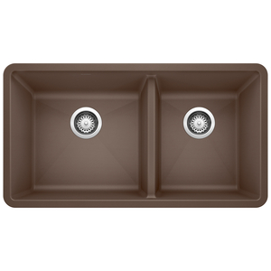 B441129 Precis White/Color Undermount - Double Bowl Kitchen Sink - Cafe Brown