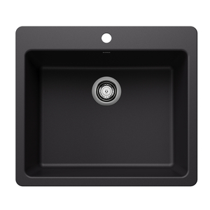 B443218 Liven White/Color Dual Mount Single Bowl Kitchen Sink - Coal Black