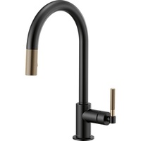  Litze Pull-Out Spray Kitchen Faucet - Matte Black / Brilliance Luxe Gold