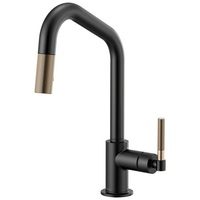  Litze Pull-Out Spray Kitchen Faucet - Matte Black / Brilliance Luxe Gold