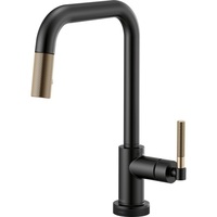  Litze Pull-Out Spray Kitchen Faucet - Matte Black / Brilliance Luxe Gold