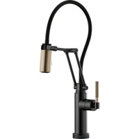  Litze Pull-Out Spray Kitchen Faucet - Matte Black / Brilliance Luxe Gold