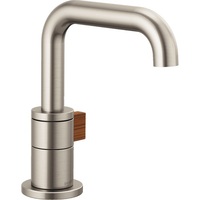 Litze Single Hole Bathroom Faucet - Brilliance Luxe Nickel / Teak Wood