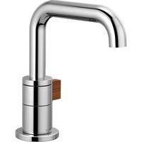  Litze Single Hole Bathroom Faucet - Chrome / Teak Wood