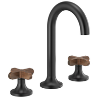  Odin 8'' Widespread Bathroom Faucet - Matte Black / Wood