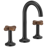  Odin 8'' Widespread Bathroom Faucet - Matte Black / Wood