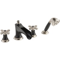  Rook Deck Mount With Handshower Tub Faucet - Luxe Nickel / Matte Black