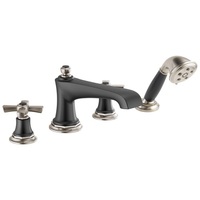  Rook Deck Mount With Handshower Tub Faucet - Luxe Nickel / Matte Black