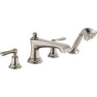 Rook Deck Mount With Handshower Tub Faucet - Brilliance Luxe Nickel