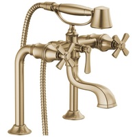  Rook Deck Mount With Handshower Tub Faucet - Brilliance Luxe Gold
