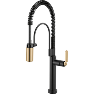 D64344LFBLGL Litze Single Handle Kitchen Faucet - Matte Black/Luxe Gold