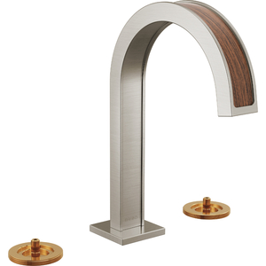 D65399LFNKTKLHP Frank Lloyd Wright 8'' Widespread Bathroom Faucet - Luxe Nickel / Teak Wood