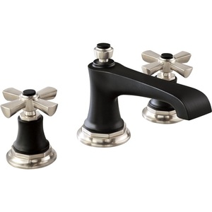 D65360LFNKBLLHPECO/DHX5361NKBL Rook 8'' Widespread Bathroom Faucet - Luxe Nickel / Matte Black