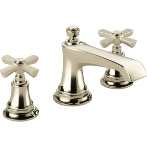 D65360LFPNLHP/DHX5361PN Rook 8'' Widespread Bathroom Faucet - Brilliance Polished Nickel