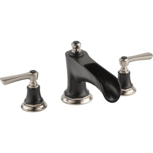 DT67361NKBLLHP/DHL660NKBL/DR62 Rook Deck Mount Tub Faucet - Luxe Nickel / Matte Black