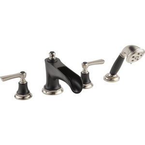 DT67461NKBLLHP/DHL660NKBL/DR64 Rook Deck Mount With Handshower Tub Faucet - Luxe Nickel / Matte Black DT67461NKBLLHP/DHL660NKBL/DR64 Rook Deck Mount With Handshower Tub Faucet - Luxe Nickel / Matte Black