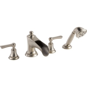 DT67461NKLHP/DHL660NK/DR64707 Rook Deck Mount With Handshower Tub Faucet - Brilliance Luxe Nickel