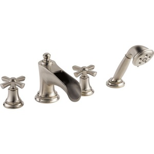 DT67461NKLHP/DHX661NK/DR64707 Rook Deck Mount With Handshower Tub Faucet - Brilliance Luxe Nickel DT67461NKLHP/DHX661NK/DR64707 Rook Deck Mount With Handshower Tub Faucet - Brilliance Luxe Nickel