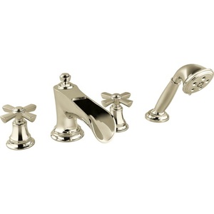 DT67461PNLHP/DHX661PN/DR64707 Rook Deck Mount With Handshower Tub Faucet - Brilliance Polished Nickel