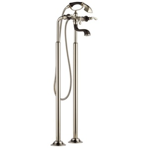 DT70385PNCO/DT70210PNLHP/DRP73766PN/DR70200 Charlotte Freestanding Tub Faucet - Cocoa Bronze / Brilliance Polished Nickel DT70385PNCO/DT70210PNLHP/DRP73766PN/DR70200 Charlotte Freestanding Tub Faucet - Cocoa Bronze / Brilliance Polished Nickel