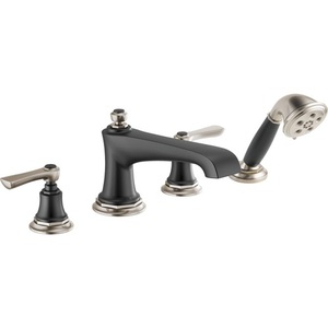 DT67460NKBLLHP/DHL660NKBL/DR64707 Rook Deck Mount With Handshower Tub Faucet - Luxe Nickel / Matte Black DT67460NKBLLHP/DHL660NKBL/DR64707 Rook Deck Mount With Handshower Tub Faucet - Luxe Nickel / Matte Black