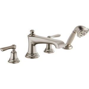 DT67460NKLHP/DHL660NK/DR64707 Rook Deck Mount With Handshower Tub Faucet - Brilliance Luxe Nickel