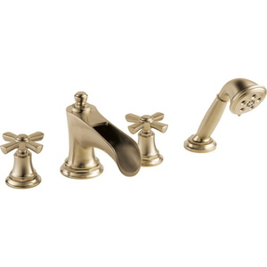 DT67461GLLHP Rook Tub Faucet Trim Trim Kit - Brilliance Luxe Gold DT67461GLLHP Rook Tub Faucet Trim Trim Kit - Brilliance Luxe Gold
