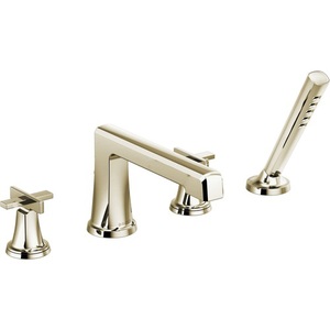 DT67498PNLHP/DHX698PN/DR64707 Levoir Deck Mount With Handshower Tub Faucet - Brilliance Polished Nickel