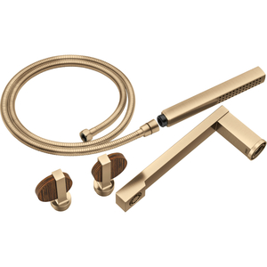 DT703100GLTK Frank Lloyd Wright Deck Mount With Handshower Tub Faucet - Luxe Gold / Wood