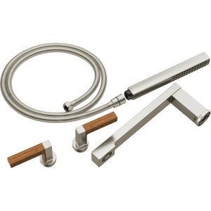 DT70322NKTK Frank Lloyd Wright Tub Faucet Trim Trim Kit - Luxe Nickel/Teak Wood DT70322NKTK Frank Lloyd Wright Tub Faucet Trim Trim Kit - Luxe Nickel/Teak Wood