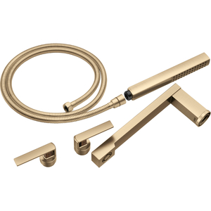 DT70399GLTK Frank Lloyd Wright Deck Mount With Handshower Tub Faucet - Luxe Gold / Wood